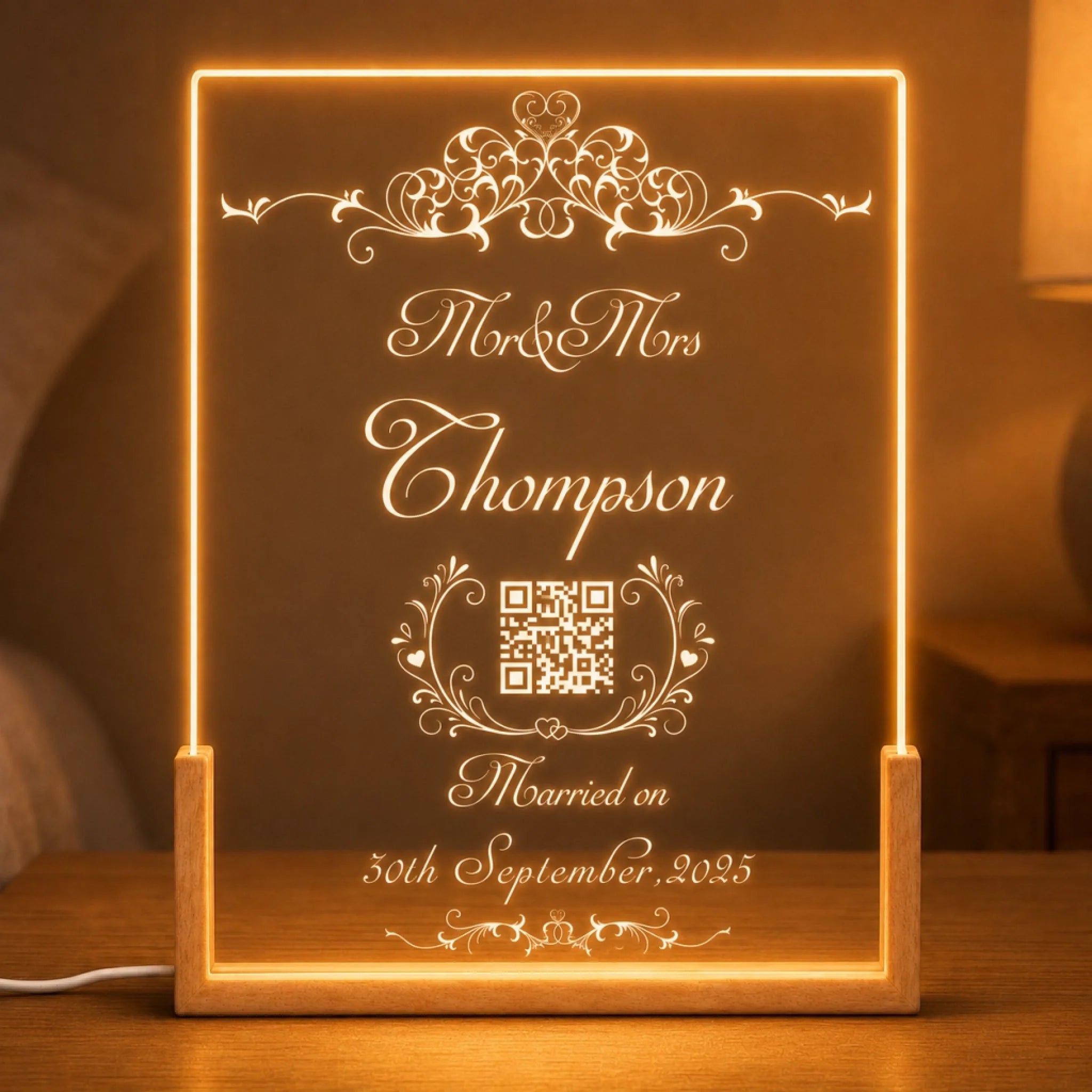 Our Anniversary QR LED Night Light Custom Date & Names