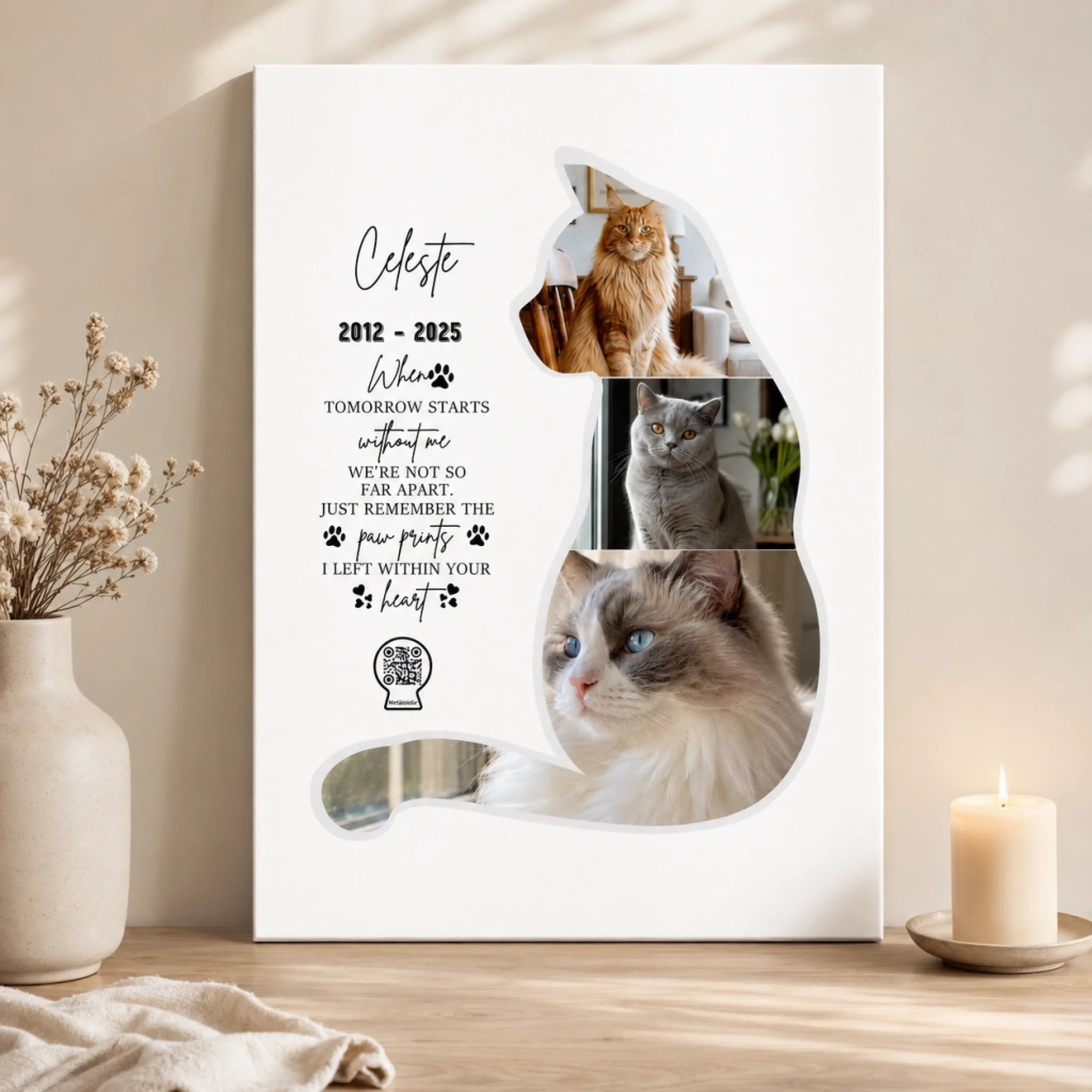 Pet Memorial Canvas - Personalized Cat Photo Collage Print