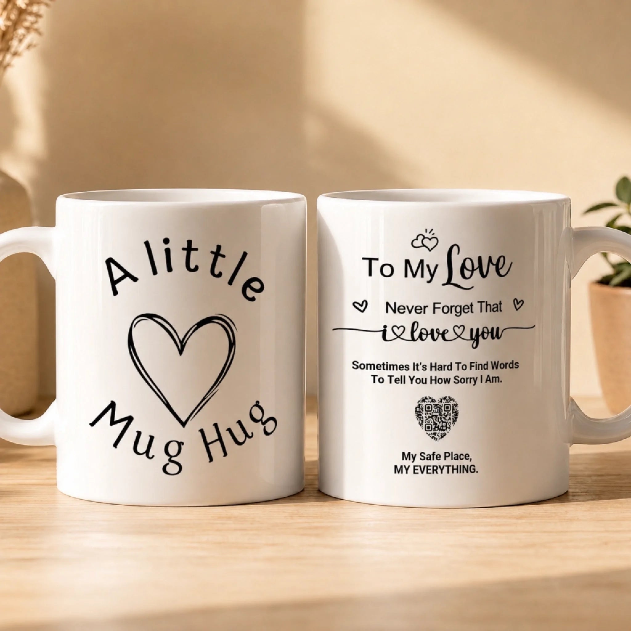 Couple Mugs - To My Love Personalized QR Mug – Custom Name Apology Mug
